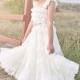 Ivory Lace Rhinestone Flower Girl Dress -Ivory Lace Cap Sleeve Dress -Rustic Flower Girl Dress- Shabby Chic Ivory Dress - Rhinestone Sash