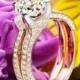 18k Rose Gold Simon G. MR1609 Caviar Diamond Wedding Set