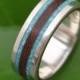 Lados Turquoise and Nacascolo Wood Ring - ecofriendly wood wedding band with turquoise inlay, turquoise wedding ring, mens wood ring