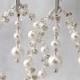 Silver and pearl crystal earrings Bridal earrings Pearl wedding jewelry Teardrop pearl earrings Big statement earrings Unique pearl jewelry