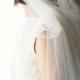 Bridal draped veil Ivory tulle antique lace hand sewn pearls silk flowers headpiece - EVIANNA