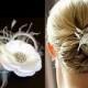 Ivory Bridal Fascinator, Rustic Wedding Headpiece, Feather Fascinator, White Flower Hair Clip, Bridal Headpiece, Wedding Hair Clip, RACHEL