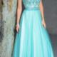 Sleeveless A-line Appliques Sweetheat Tulle Blue Floor Length