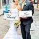 Wedding Props, Thank You Cards, Thank You Wedding Signs, Photo Booth Props, Bride Signs. Handmade, Two (2) signs, 8 X 16 inches.