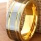 Tungsten Ring Yellow Gold Wedding Band Ring 8mm 18K Tungsten Ring Man Wedding Band Male Women Anniversary Matching