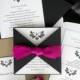 Initial Invitation with Folded Wrap - Thermography Wedding Invite - Modern Wedding Invitation - Custom Wedding Invitation Suite - AV1617