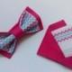 wedding set of hot pink bow tie and matching pocket square designed by Accessories482 groom tie groomsmen chevron neckties trauzeugen fliege