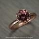 Zircon Deep Rose Russet Gold Ring, 2.5ct round Engagement Ring, solid yellow rose white gold bezel - Blaze Solitaire
