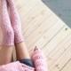 Knee High Cable Knit Thick Wool Socks, Lolly Pink