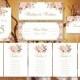 Wedding Seating Chart "Romantic Blooms" Floral Table Sign Templates, Table Number Cards, Place Cards Tent Compat. with Avery 5302