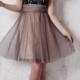 Strapless Tulle Zipper A-line Sleeveless Ruched Knee Length