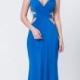 Blue Sexy sIde slits prom Maxi Dress - Blue open back dress