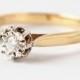 Solitaire Engagement Rings: Vintage Diamond & 9K Gold, Size 7.25