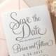 The Hydrangea Suite - Letterpress Wedding Save the Date - Grey, White, Blush, Pink, Modern, Traditional, Simple, Invitation, Classic, Script