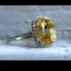 Gorgeous Vintage 14K White Gold Diamond and No Heat Natural Yellow Sapphire Engagement Ring with GIA Cert - 13.16ct.
