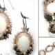 Wedding Jewelry Set, Bridal Jewelry, Teardrop earrings, Bridal Earrings, Beaded Jewelry, Gift For Her, Glamour Cuff Bracelet, White Jewelry