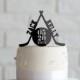 Hockey theme Wedding or Anniversary Cake Topper Personalized in Black Acrylic CT00041