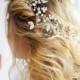 Bridal handmade headpiece, Wedding hair vine, ,Cristal and Pearl Bridal Headpiece, Bridal Hair Halo, Crystal and Pearl Wedding Hair Piece.