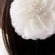White Peony wedding fascinator - Evie Bloom Design Silk Flower - Choose headband, hair clip, or hair comb fastener - Optional birdcage veil