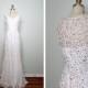 VTG Inspired Silver Sequined Gown // White Sequin Embellished Dress // Sheer Back Wedding Dress Size 8