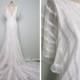 Heavily Beaded Wedding Gown / Iridescent Glass Beaded Sheer White Gown / Tulle Embellished Wedding Dress w/ Train 40