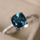 London blue topaz ring, blue gemstone, cushion cut ring, engagement ring