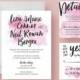 Watercolor Wedding Invitations // Watercolor Wedding Invites // Brush Lettering // Pink Watercolor // Printable // Custom