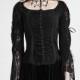 Black Gothic Band Lace T-shirt for Women