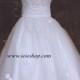 50s Retro Bombshell Style Tea Length Wedding Gown with Daisy Flowers