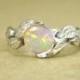 Leaf Engagement Ring, Opal Engagement Ring, White Gold Leaf Ring, Opal Leaf Ring, Leaves Ring, Forest Ring, Opal Leaves Ring, Opal Gold Ring