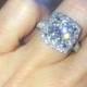 Platinum Diamond Engagement Ring 10mm Round Forever Brilliant Moissanite and 2.05ct Round Natural Diamonds Pristine Custom Rings