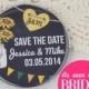 Wedding Save The Date Magnets Rustic Chalkboard Sunflower Design Complete With Organza Bags 59mm x 40 (As seen in Brides Magazine!)