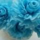 Seven Icy Aqua Mist Wedding Crepe Paper Roses...ART DECO STYLIZED