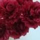 Wedding Crepe Paper Roses...Cranberry Burgundy Wine...7 ART DECO STYLIZED FLOWERS