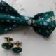 emerald floral bow tie matching pocket square hunter green bowtie floral necktie wedding cufflinks father of the bride gift vater der braut