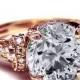 Engagement Ring - Large Round Diamond Cathedral Graduated Pave Engagement Ring 1.25 Tcw. In 14K Rose Gold - ES745BRRG