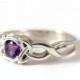 Celtic Amethyst Ring With Trinity Knot Design in 10K Gold, Made in Your Size CR-405b
