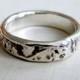 Silver Birch Bark Wedding Ring. Simple Silver Patterned Wedding Ring. Rustic Silver Ring. Wood Grain Wedding Ring