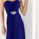 Strapless Sleeveless Blue Chiffon Ruched Floor Length