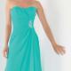 Ruched Blue Sleeveless Strapless Chiffon Floor Length