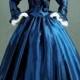 Blue Victorian Day Dress with Long Sleeves