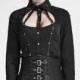 Black Gothic Punk Metal PU Leather Shirt for Women