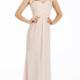 Zipper Up Cap Sleeves Straps Chiffon Ruched Floor Length