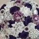 Brooch bouquet. Purple, Ivory and silver wedding brooch bouquet, Jeweled Bouquet.