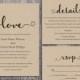 DIY Burlap Wedding Invitation Template Set Editable Word File Download Printable Rustic Wedding Invitation Heart Invitation Elegant Invite