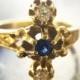 Antique Sapphire Ring Sapphire Engagement Ring Antique Engagement Ring Art Nouveau Engagement Ring Antique Gold Victorian Diamond US Sz 6