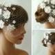 Blusher Veil with Flowers – Bridal Birdcage Veil – Flower Hair Pieces with Birdcage Veil – Floral Hair Piece – Bird Cage Head Piece