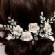Bridal Head Piece, Ivory Bridal Hair Adornment Large Wedding Hair Combs Rhinestone Gold Bridal Hair Piece Ivory Wedding Hair Vines T121201