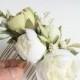 Ivory silk floral bridal comb- flower comb- rustic wedding headpiece- bridal comb