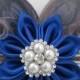 Royal Blue Wedding Hair Clip, Silver PEACOCK Fascinator, Royal Blue & Silver Gray Bridal Hair Piece, Wedding Hair Accessory, Birdcage Veil